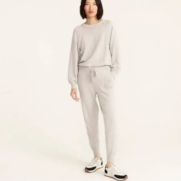 J. Crew Pants - J. Crew Cotton Cashmere Jogger Pullover Set XS Grey Neutral Knit Minimalist
